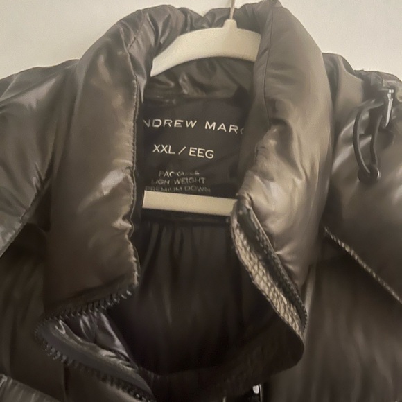 Andrew Marc Metallic Puffer Coat Taupe/ khaki color xxl - Picture 2 of 14